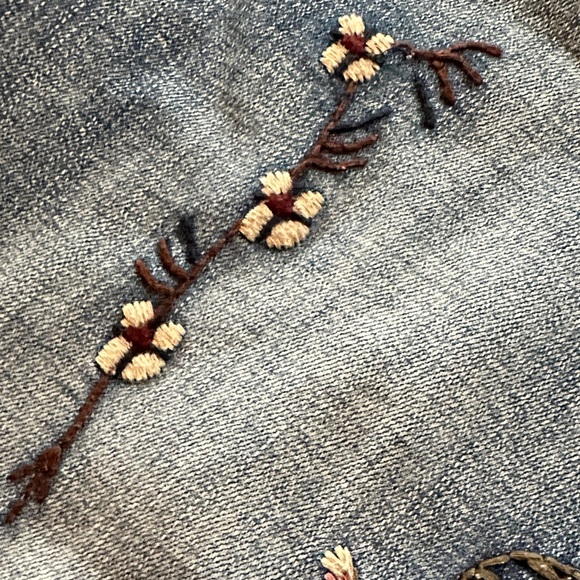 Tribal jeans boyfriend cut Floral Embroidered Straight Leg Jeans - Picture 6 of 11